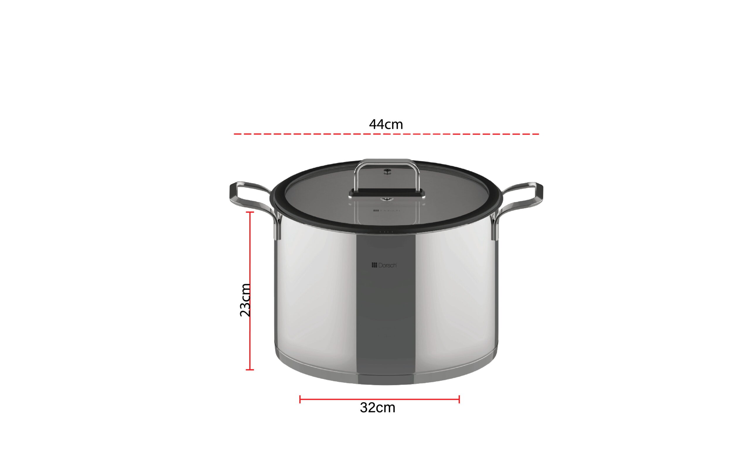 stainless steel cooking pot 32cm with capacity and glass lid, large durable cookware suitable for all stovetops from Homedash Lebanon