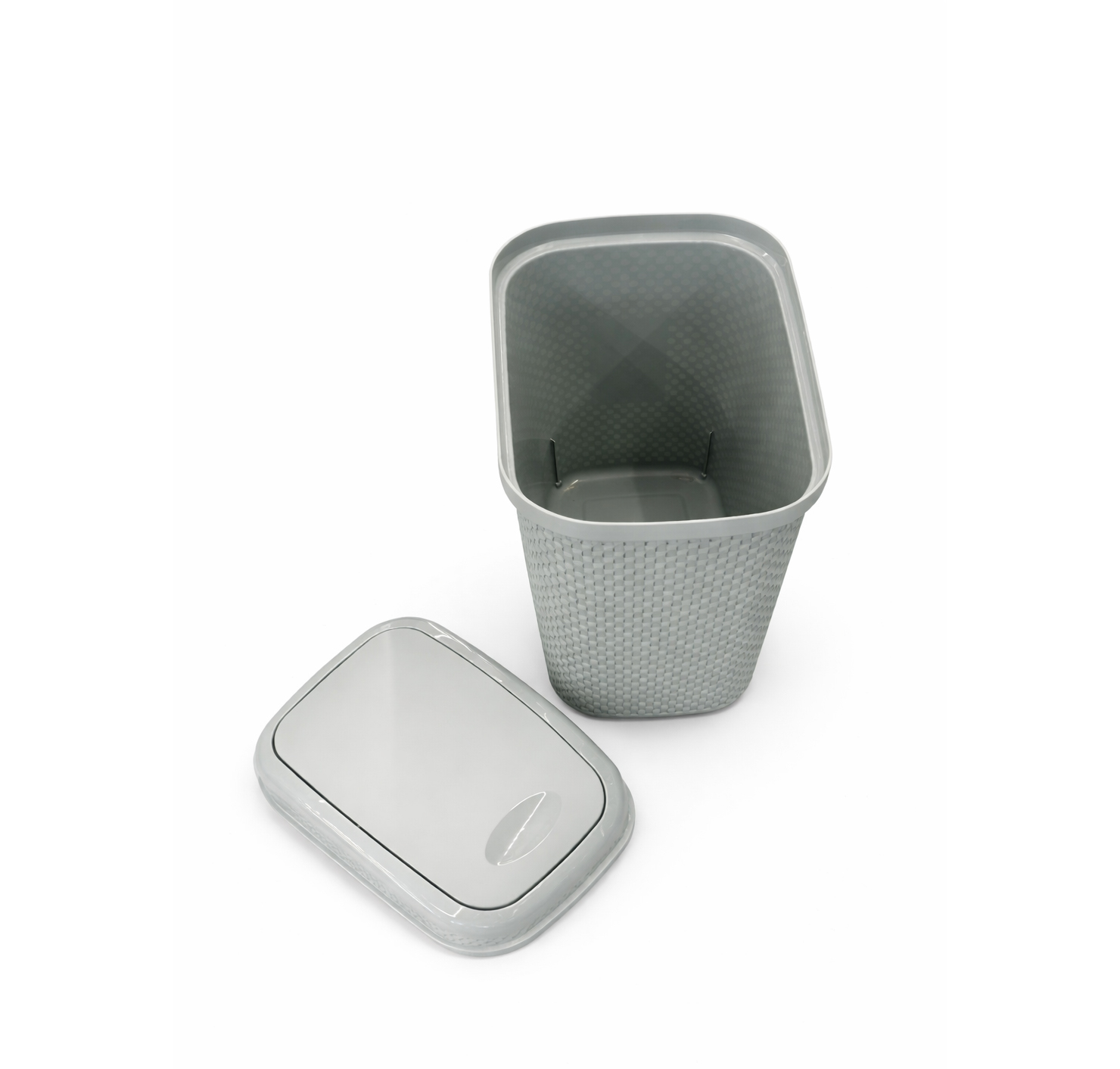 Nickel Flippy Dustbin 10L flip-top indoor trash can for bathroom, bedroom, kitchen, or office use