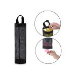 Wall mounted mesh plastic bag holder and dispenser for kitchen grocery bags – waterproof and foldable storage organizer