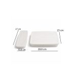 Rectangular set of 3 plastic food storage containers with airtight lids including one large and two medium containers for kitchen organization.