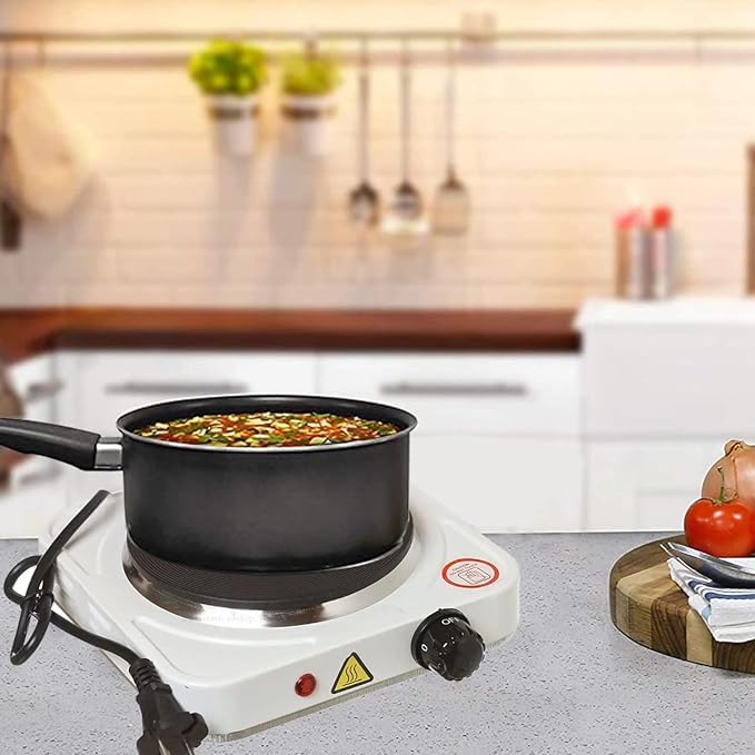 Electric portable kitchen hot plate hob with single cast iron burner and adjustable temperature control – compact 1500W cooking plate from Homedash Lebanon.