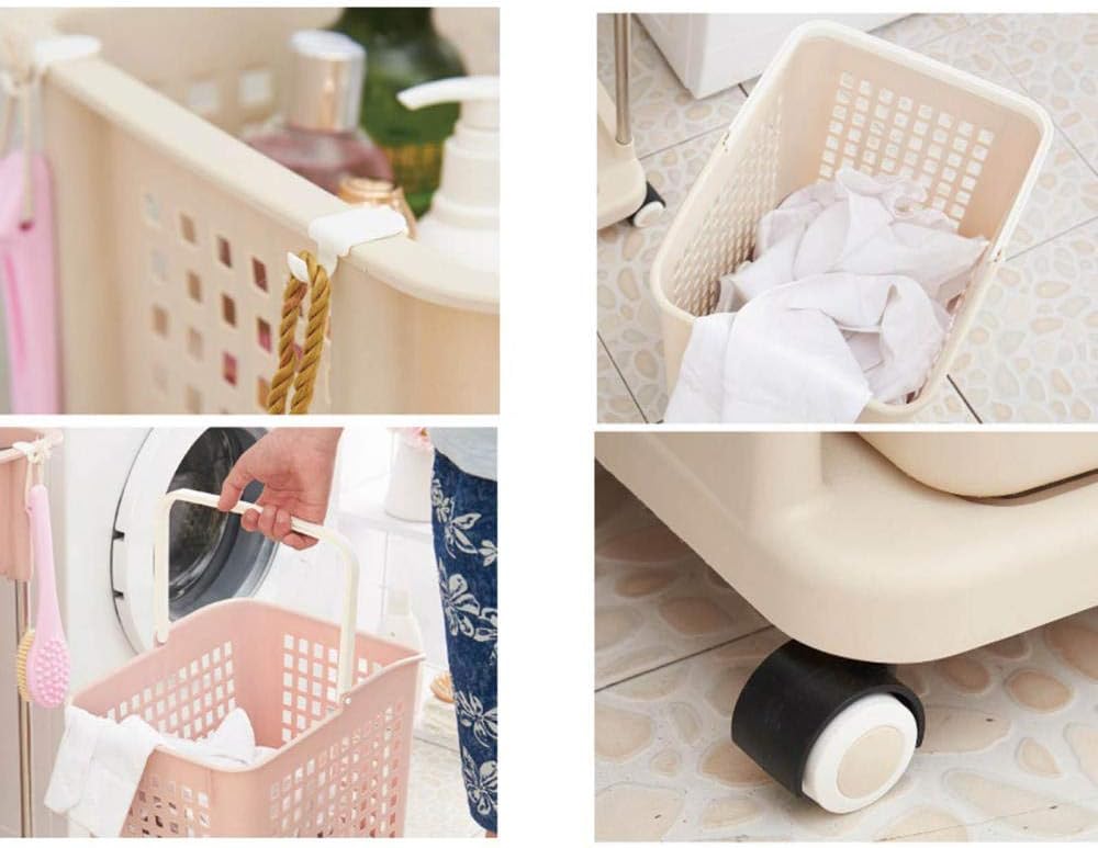 Slim two tier laundry basket rack with removable breathable baskets and wheels for bathroom and laundry room storage – Homedash Lebanon