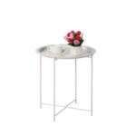 ROUND METAL TRAY SIDE TABLE WITH REMOVABLE TOP