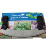 molokhia chopper with sharp blade and ergonomic plastic handle for chopping herbs and leafy vegetables.