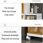 corner cabinet with three layers and drawer, freestanding waterproof bathroom storage with wheels