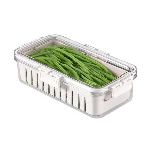FRIDGE ORGANIZER WITH WATER SEPARATION TRAY – STACKABLE VEGETABLE & CHICKEN STORAGE CONTAINER