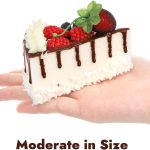 Realistic artificial slice cake with fruit frosting and magnetic back for fridge decoration display