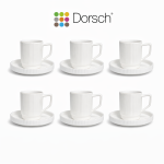 Dorsch Chateau Creme Coffee Cup Set 6 Pcs DH-09345 Porcelain Cups With Saucers