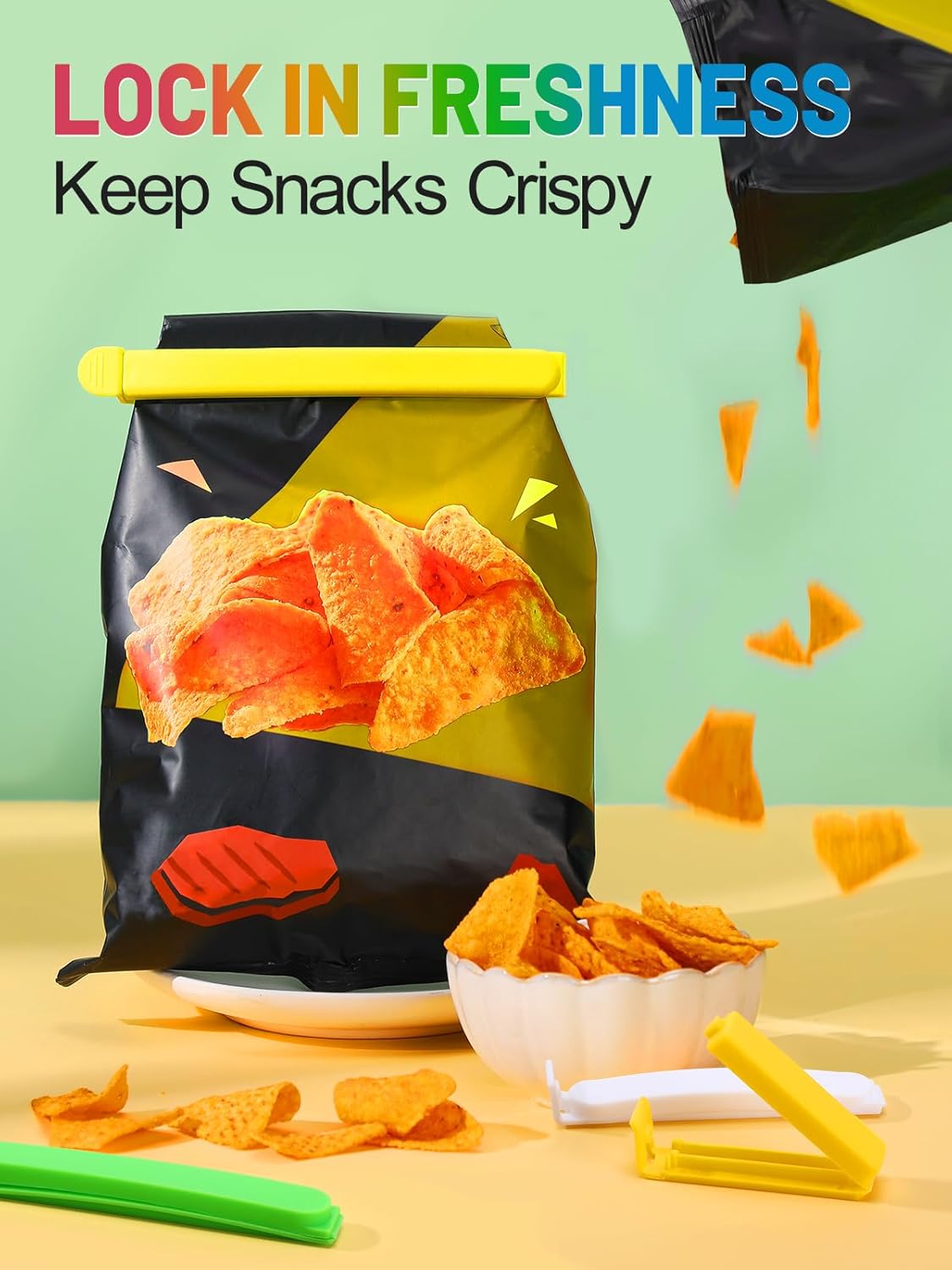 Set of 7 plastic bag clips for sealing food bags and keeping freshness