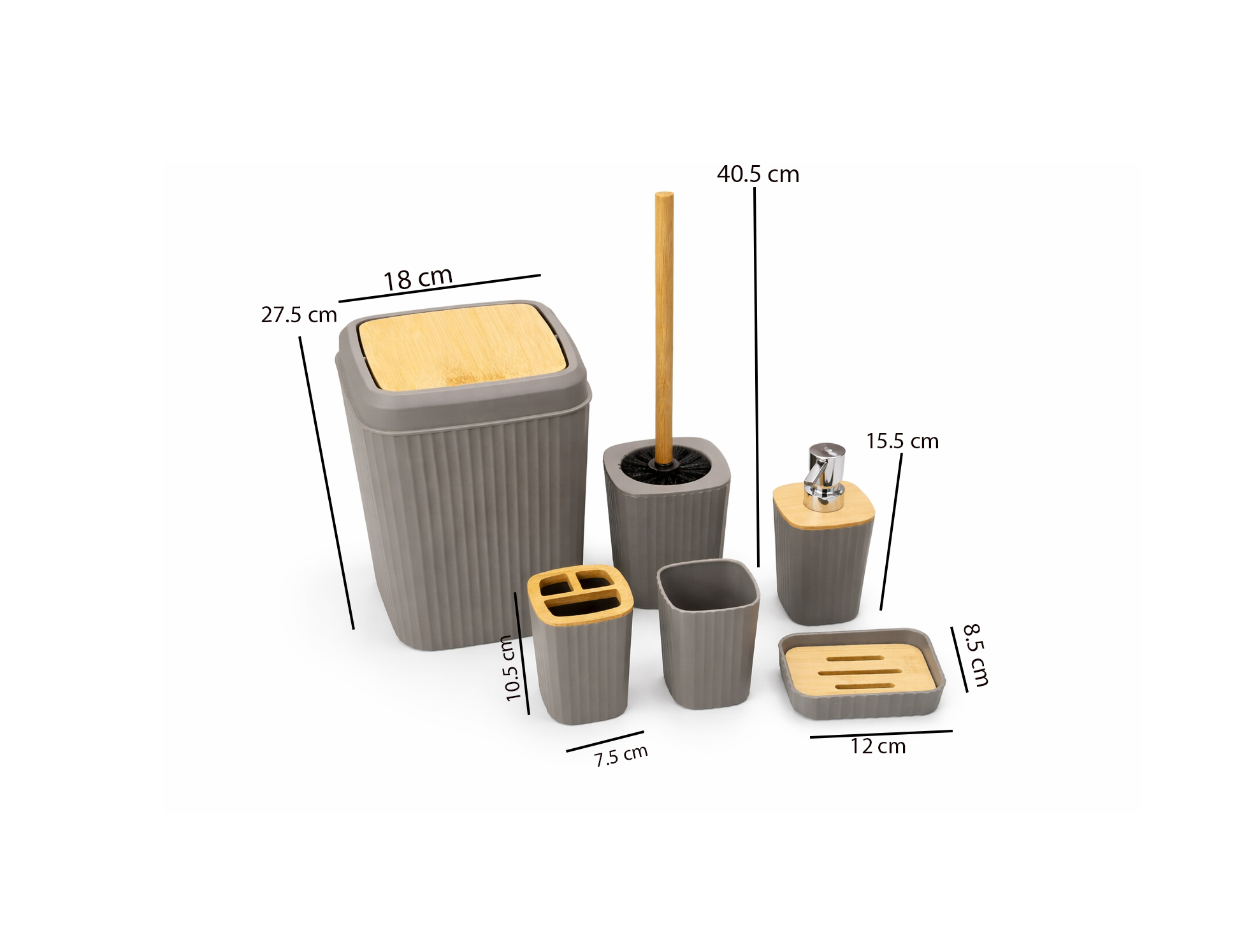 6 Piece Bathroom Accessories Set Bamboo Style