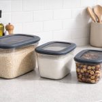 Set of 3 Airtight Plastic Food Storage Containers with Transparent Lid