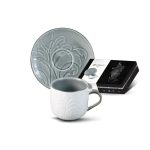 Dorsch Leaf Olive Coffee Cup Set 6 Pcs DH-09334 Porcelain Cups With Saucers