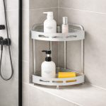 2 Tiers Aluminum Corner Shower Bathroom Shelf Organizer