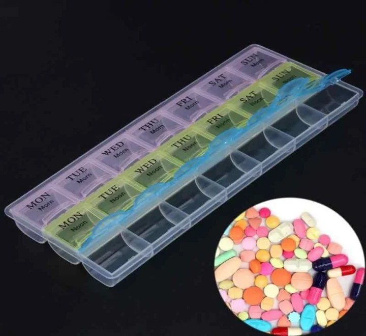 7 Day Medicine Organizer 21 Compartments Weekly Pill Box