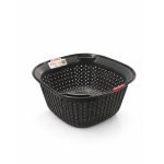LARGE BOWL WITH STRAINER INSERT – SQUARE FOLY KITCHEN STRAINER BOWL FOR WASHING VEGETABLES AND SALADS - Dark Grey