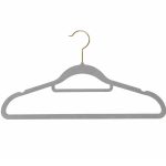 SLIM VELVET NON-SLIP SPACE SAVING CLOTHES HANGERS WITH METAL CORE - Grey