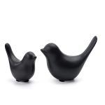 MODERN BLACK BIRDS STATUES SET – 2PCS CERAMIC DECORATIVE ORNAMENTS
