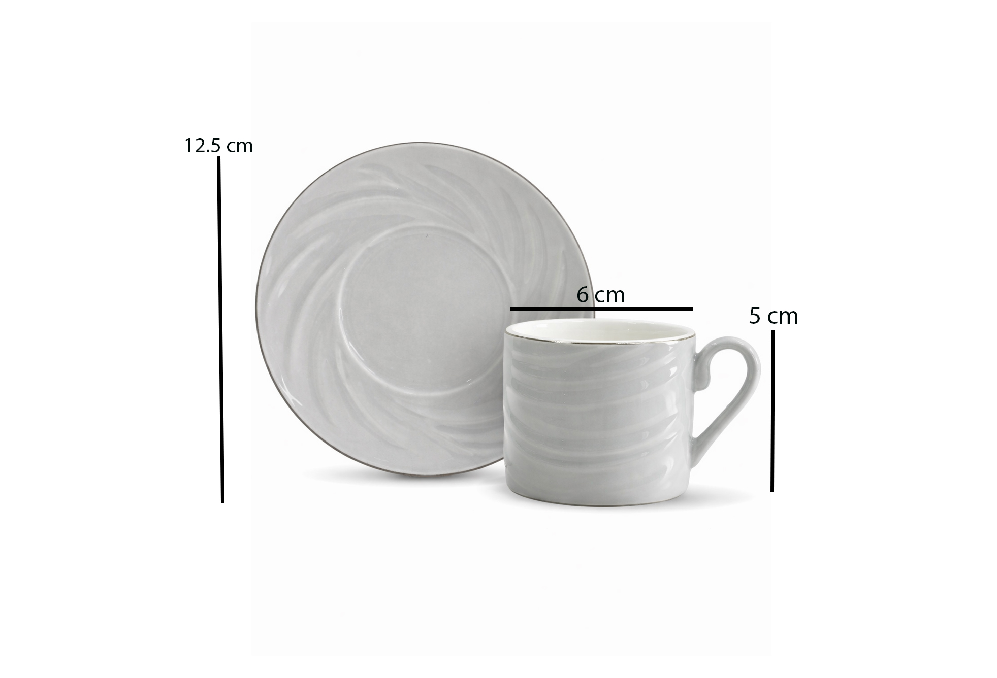 Dorsch Nova Jade Coffee Cup Set 6 Pcs DH-09348 Porcelain Cups With Saucers