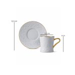 Dorsch Regency White coffee cup set 6 pcs with matching saucers porcelain cups elegant textured design