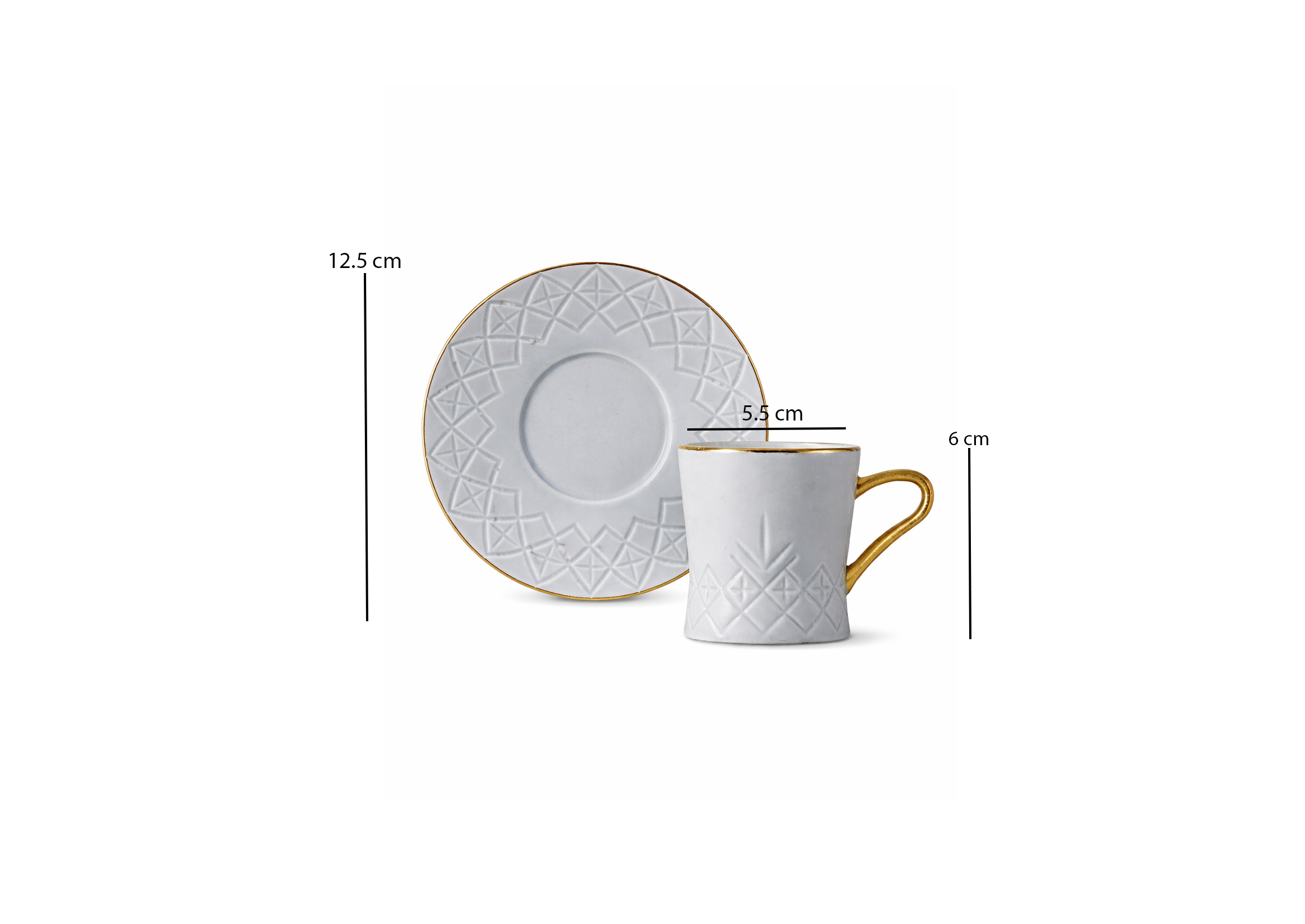 Dorsch Regency White coffee cup set 6 pcs with matching saucers porcelain cups elegant textured design