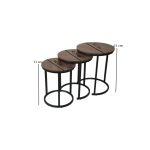 Modern set of 3 nesting side tables with wood top and black metal frame for living room in Lebanon