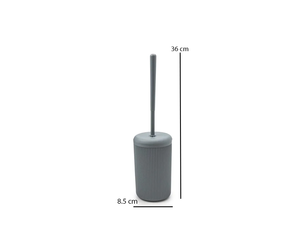 compact toilet brush with holder modern ribbed design grey beige white bathroom cleaner Lebanon