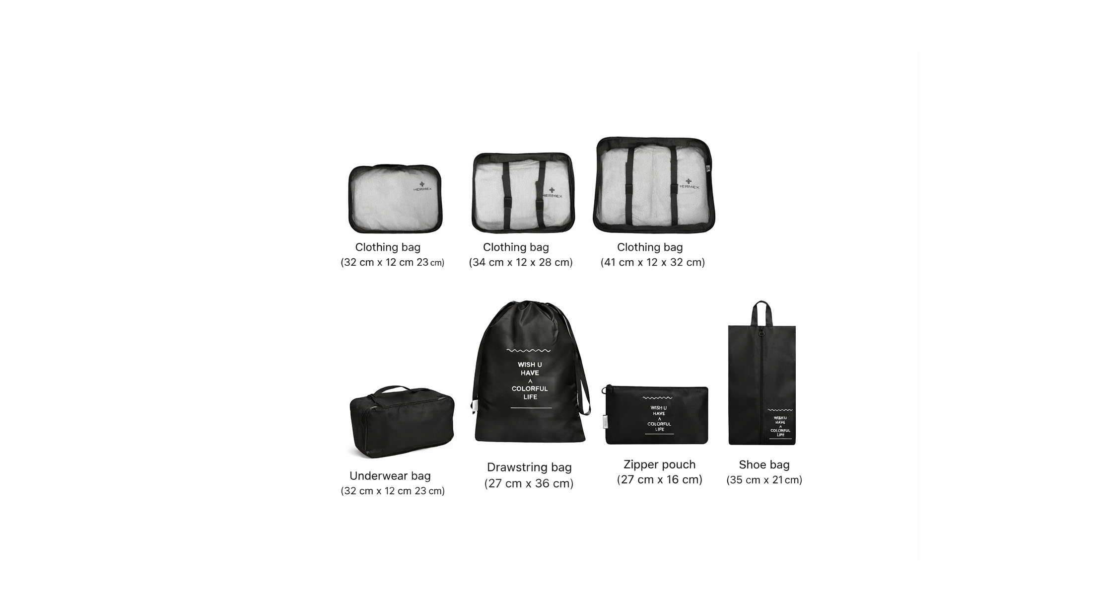 travel packing cubes set with waterproof luggage organizers and bags