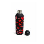 stainless steel insulated water bottle with hearts shapes keeps drinks hot and cold