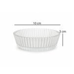 Set of 6 mini ribbed clear glass bowls for desserts and snacks on white background