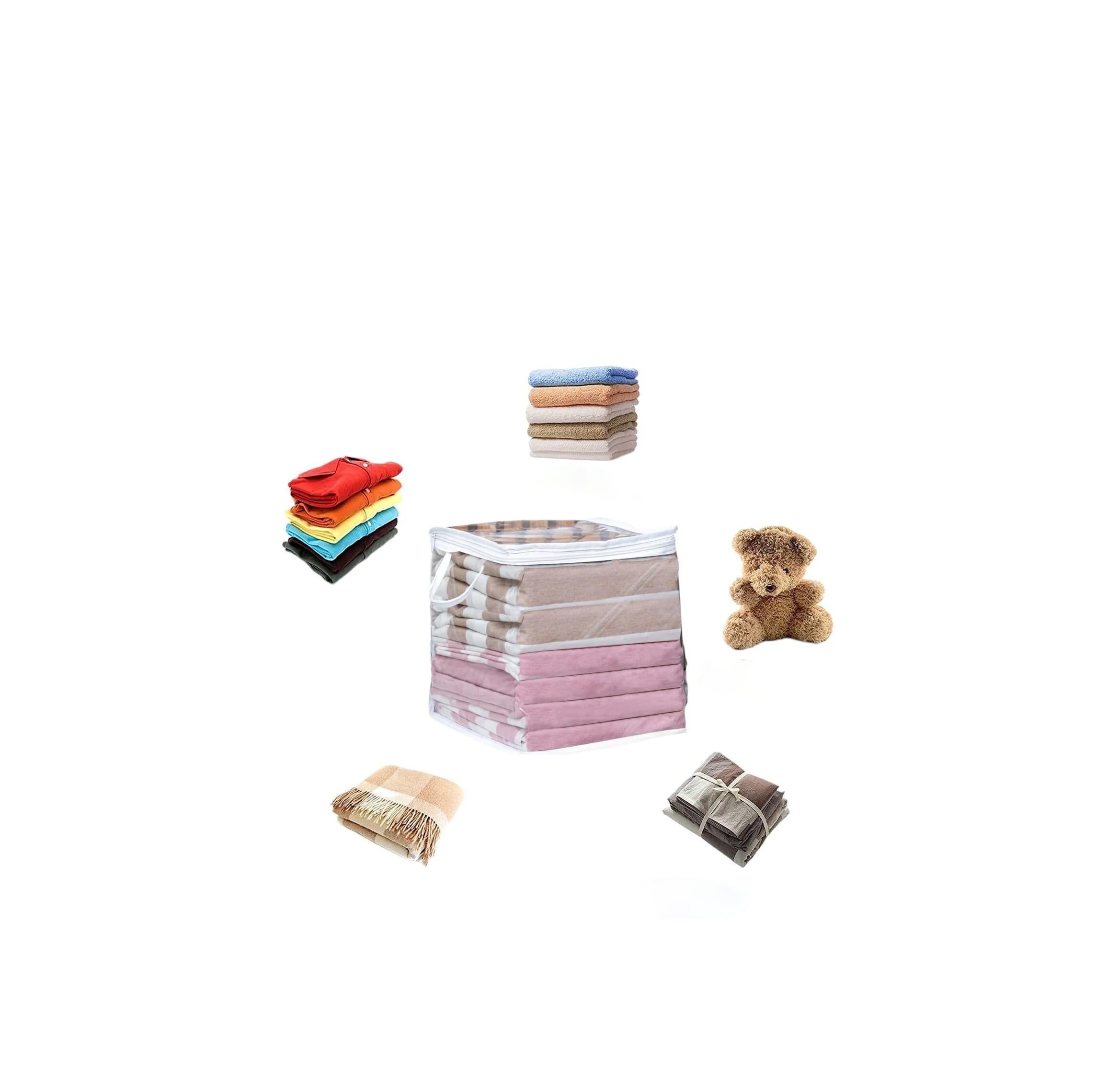 transparent PVC storage bag 25cm with zipper and handles for clothes organization
