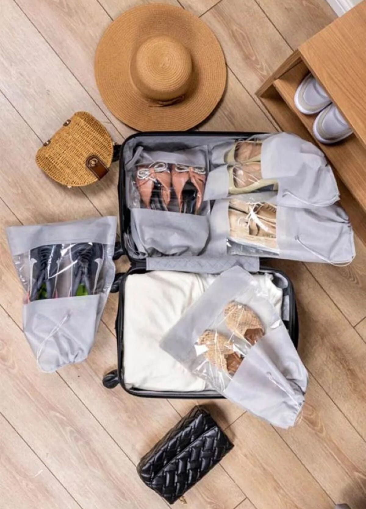 Drawstring Shoe Bags 5 Pack Travel Organizer