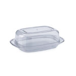 Clear BPA-free butter storage dish with lid on kitchen counter in modern kitchen Lebanon
