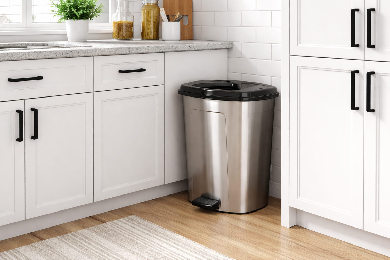 50L metallic look plastic pedal dustbin with inner removable bucket for kitchen use in Lebanon