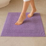 footprint cotton bath mat with Greek border 50x70 cm for bathroom use