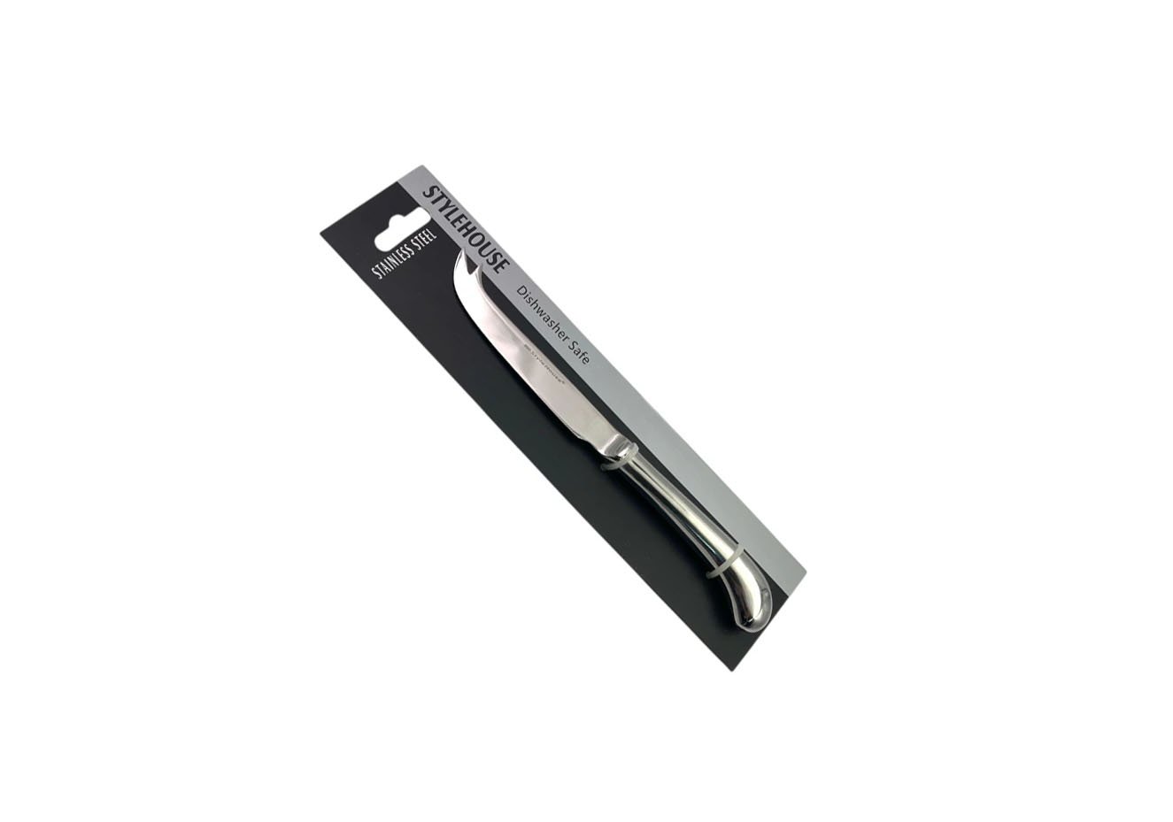 cheese knife with serrated edge and 2 point tip for cutting and serving cheese