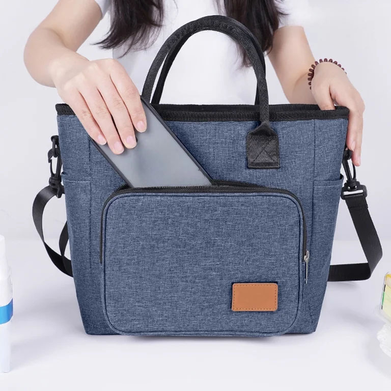 Dosthoff insulated cooler lunch bag with front pocket and shoulder strap