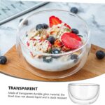 Double wall clear glass bowl insulated serving bowl for hot and cold food