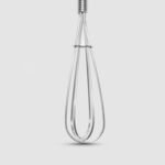 Set of 3 stainless steel mini whisks 12cm with flexible handle on white background