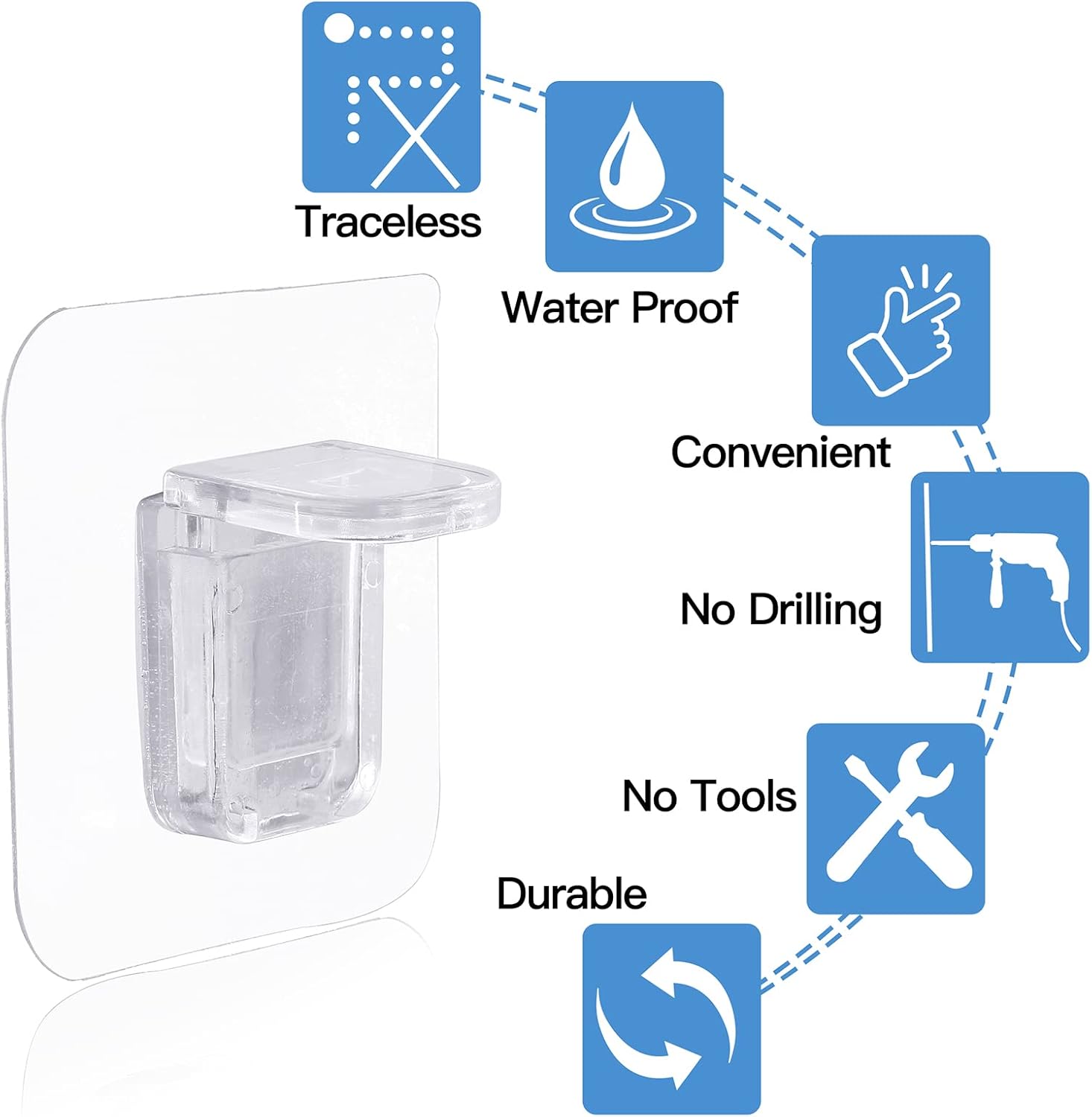 transparent self adhesive shelf support pin clip 6x6cm punch free plastic peg for cabinets and shelves in Lebanon