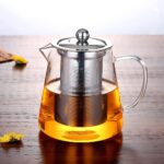 borosilicate glass teapot with stainless steel infuser and lid 950ml