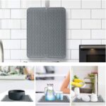 Silicone dish drying mat with drain hole non-slip heat resistant kitchen mat