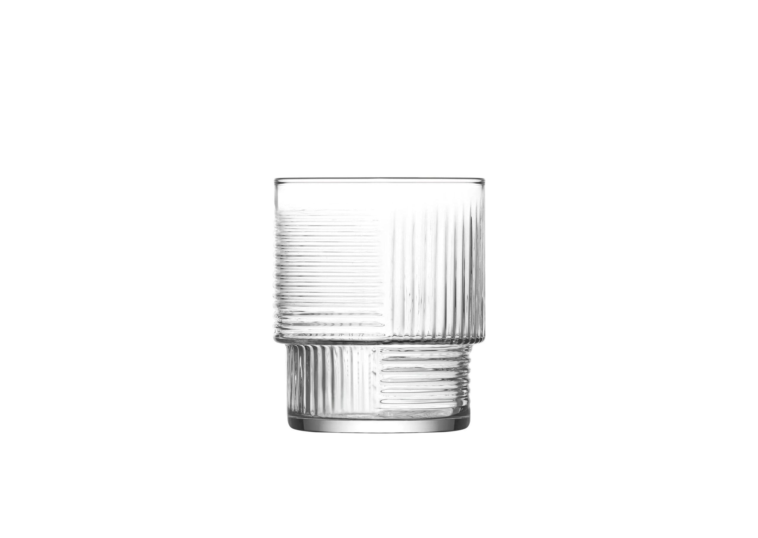 Set of 6 LAV Helen 325ml ribbed stackable clear glass tumblers for drinks