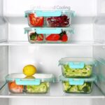 Borosilicate glass food storage container with 2 compartments and airtight lid