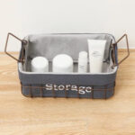 Decorative Metal Storage Basket Set with Fabric Liner