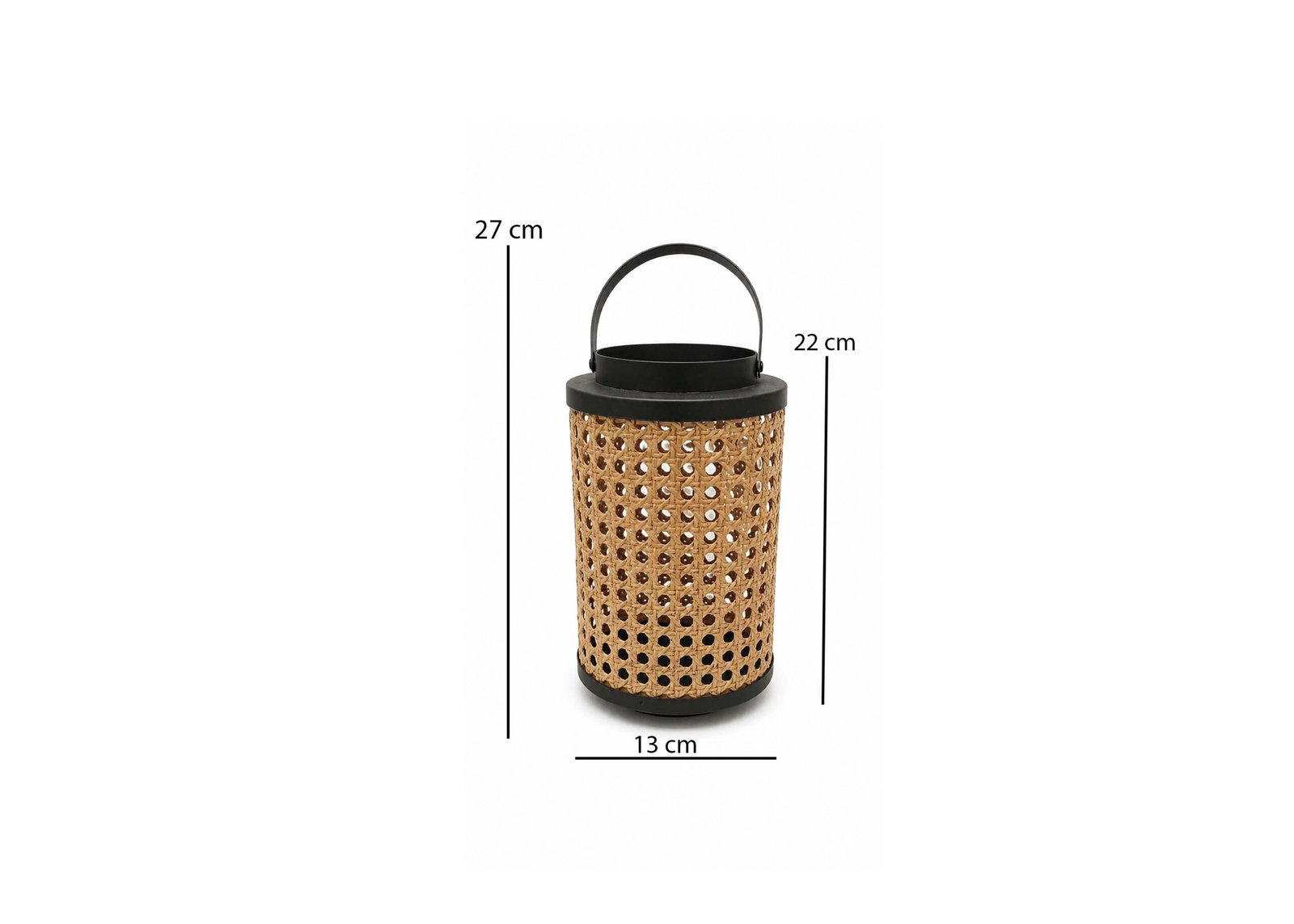 Brown metal decorative lantern 27cm with handle for home ambiance lighting