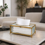 clear glass tissue box holder with gold frame modern rectangular kleenex organizer