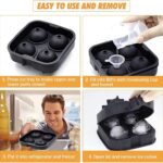 4 ball silicone ice mold maker creating large ice spheres for cocktails and drinks