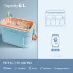 portable insulated ice cooler box with strap and lid lock for travel and picnic use