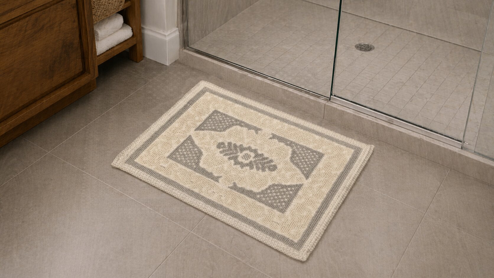 weave bath mat with border design 40x60 cm absorbent bathroom rug