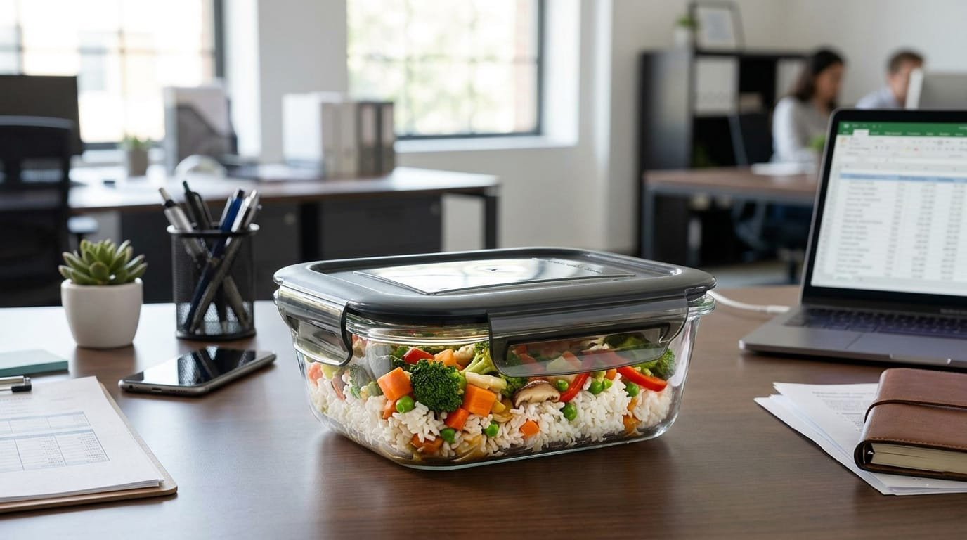 rectangular borosilicate glass food storage bowl with airtight plastic lid for oven, microwave, freezer and dishwasher use